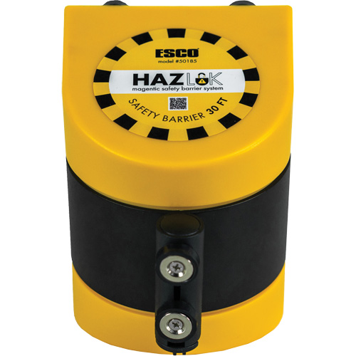 Syst&egrave;me de barri&egrave;re de s&eacute;curit&eacute; HAZLOK, Plastique, Fixation magn&eacute;tique, 30', Ruban Noir et jaune Oxymax Inc