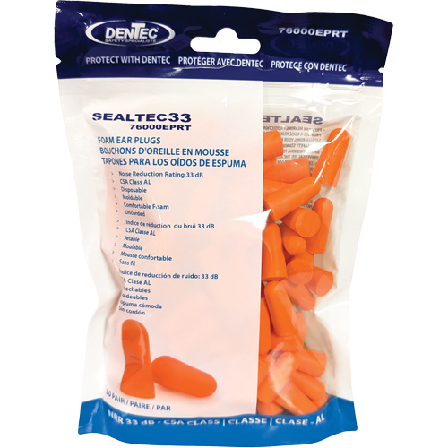 SEALTEC33 Orange Disposable Foam Earplugs, Bulk - Polybag Oxymax Inc