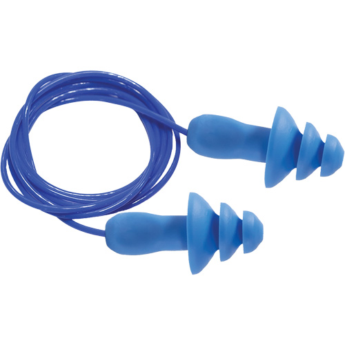 SEALTEC TipGrip Blue 100% Metal Detectable Reusable Earplugs, Corded, One-Size, Bulk - Box, 26 dB NRR dB Oxymax Inc
