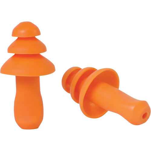 Bouchons d'oreilles r&eacute;utilisable &agrave; triple bride en TPR orange SEALTEC TipGrip, Sans cordon, Vrac - Boîte, 26 dB dB NRR, Taille unique Oxymax Inc