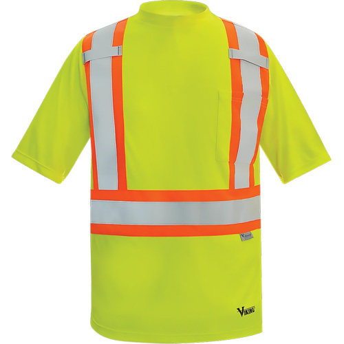 T-shirt de s&eacute;curit&eacute; doubl&eacute; de bambou Viking, Polyester, Moyen, Jaune lime haute visibilit&eacute; Oxymax Inc