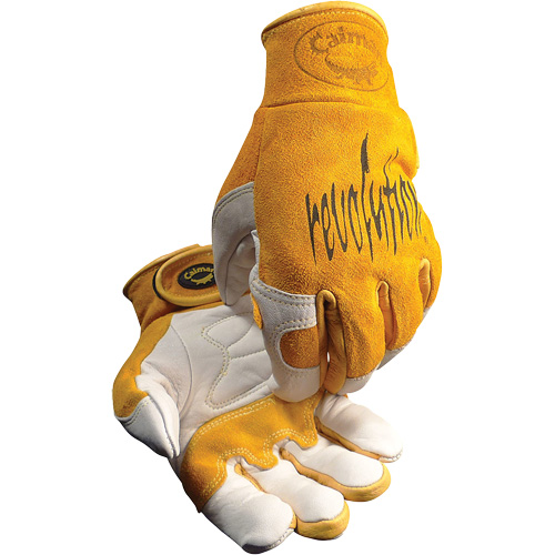 Gants de soudeur TIG/MIG de premi&egrave;re qualit&eacute; Caiman avec fermeture &agrave; boucles & crochets, Cuir de vache refendu, Taille T-Grand Oxymax Inc