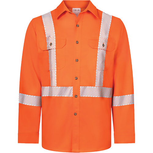 Chemise de travail haute visibilit&eacute; &agrave; bandes segment&eacute;es 7 oz de luxe Avenger, Style 652, Hommes, 4T-Grand (grande taille), Orange Oxymax Inc