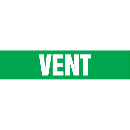 "Vent" Pipe Markers, Self-Adhesive, 4" H x 24" W, White on Green Oxymax Inc