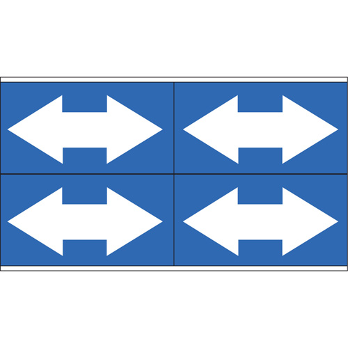 Dual Direction Arrow Pipe Markers, Self-Adhesive, 1-1/8" H x 7" W, White on Blue Oxymax Inc