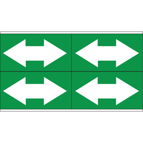 Marqueurs de tuyau avec fl&egrave;ches bidirectionnelles, Autocollant, 1-1/8" h x 7" la, Blanc/vert Oxymax Inc