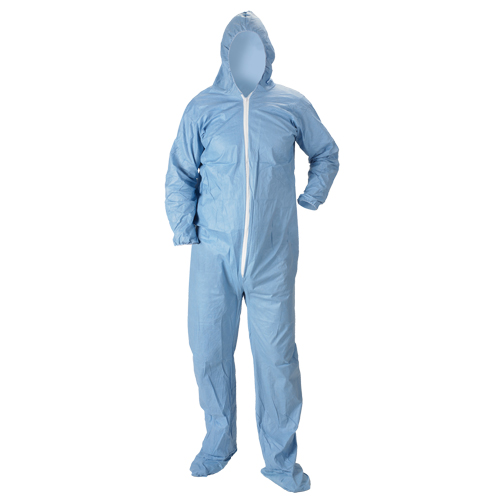 Pyrolon&reg; Plus 2 FR Hooded Coveralls With Boots, Small, Blue, FR Treated Fabric Oxymax Inc