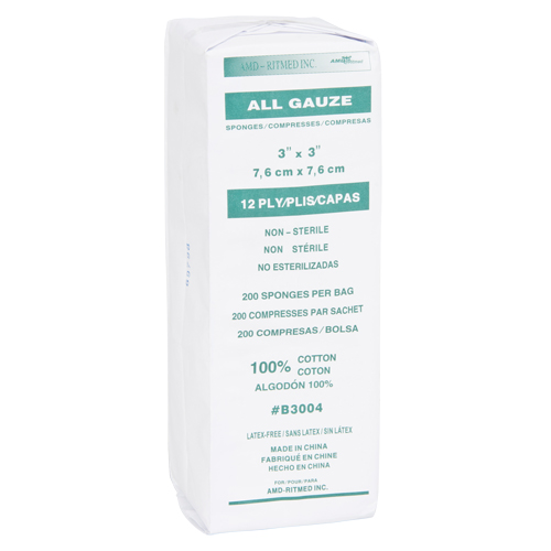 &eacute;ponges de gaze, Tampon, 3" lo x 3" la, Dispositif m&eacute;dical Classe 1 Oxymax Inc