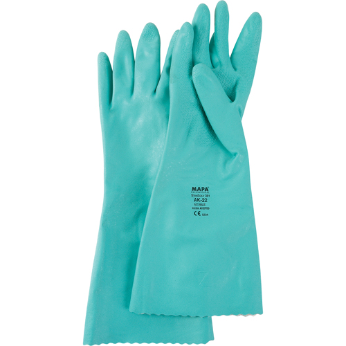 StanSolv&reg; Embossed Z-Pattern Grip Gloves, Size Small/7, 14" L, Nitrile, Interlock Inner Lining, 11-mil Oxymax Inc