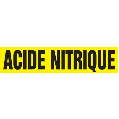 Marqueurs de tuyau "Acide Nitrique", Autocollant, 2-1/2" h x 12" la, Noir sur jaune Oxymax Inc