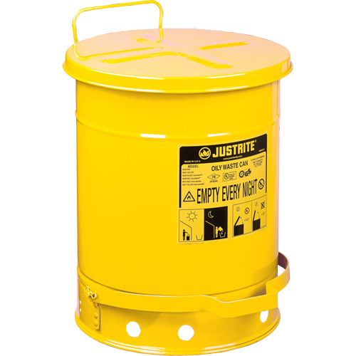 Contenants pour d&eacute;chets huileux, Homologu&eacute; FM/List&eacute; UL, 14 gal. US, Jaune Oxymax Inc