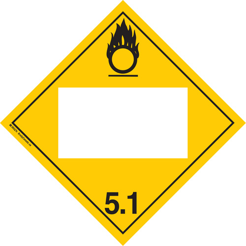 Oxidizer TDG Placard, Adhesive Vinyl Oxymax Inc