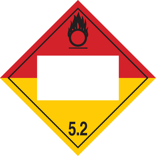 Organic Peroxide TDG Placard, Plastic Oxymax Inc
