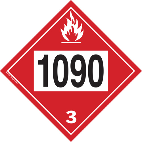1090 Acetone Flammable Liquid TDG Placard, Plastic Oxymax Inc