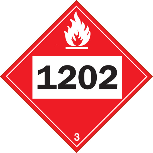 1202 Fuel Oil Flammable Liquid TDG Placard, Adhesive Vinyl Oxymax Inc