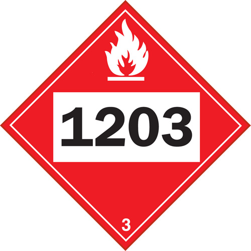 1203 Gasohol & Gasoline Flammable Liquid TDG Placard, Adhesive Vinyl Oxymax Inc
