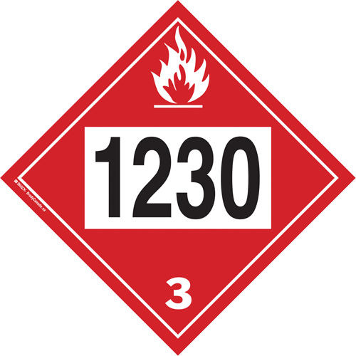 Plaque-&eacute;tiquette TMD 1230 pour m&eacute;thanol, Plastique Oxymax Inc