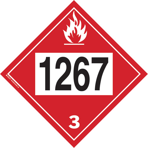 1267 Petroleum Crude Oil Flammable Liquid TDG Placard, Adhesive Vinyl Oxymax Inc
