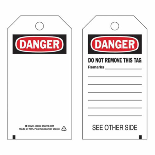 Self-Laminating Safety Tags, Polyester, 3" W x 5-3/4" H, English Oxymax Inc