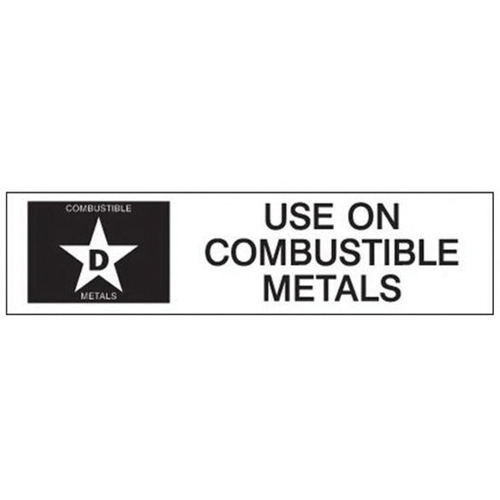 "D: Use on Combustible Metals" Fire Extinguisher Label Oxymax Inc
