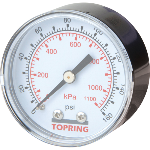 Mini r&eacute;gulateurs - Manom&egrave;tre de remplacement,  2", 0 - 160 psi, Fixation arri&egrave;re, Analogique Oxymax Inc
