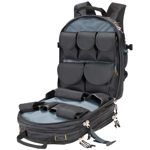 Sacs &agrave; dos pour outils &agrave; 75 pochettes, 13" lo x 17-1/2" la, Noir, Nylon Oxymax Inc