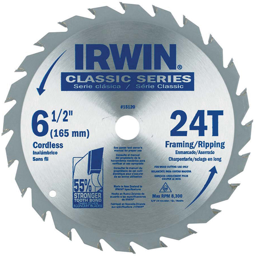 Contractor Saw Blades - Classic Series Saw Blades, 6-1/2", 24 Teeth, Wood Use Oxymax Inc