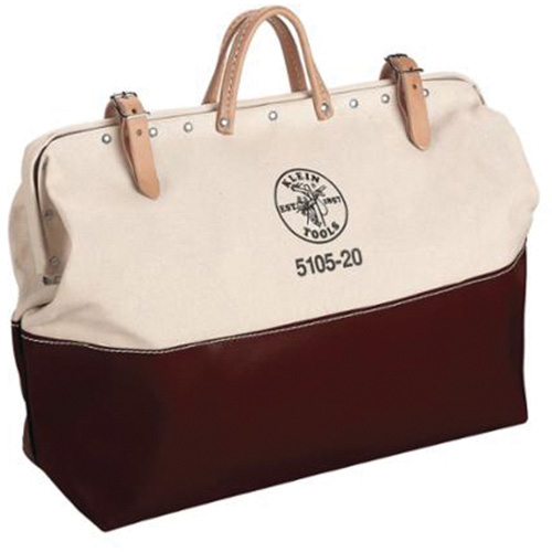 20" Heavy-Duty High-Bottom Tool Bag, Canvas, 1 Pockets, Natural Oxymax Inc