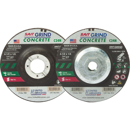 C24N Concrete Grinding Wheel, 5" x 1/4", 7/8" Arbor, Type 27 Oxymax Inc