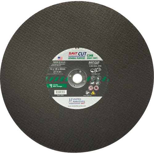 Meule &agrave; tronçonner 24CR, 16" x 1/8", Arbre de 1", Type 1, Carbure de silicium, 4800 Tr/min Oxymax Inc