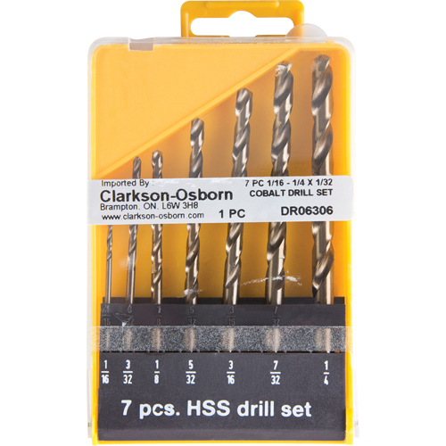 Jobber Length Drill Set, 7 Pieces, Cobalt Oxymax Inc
