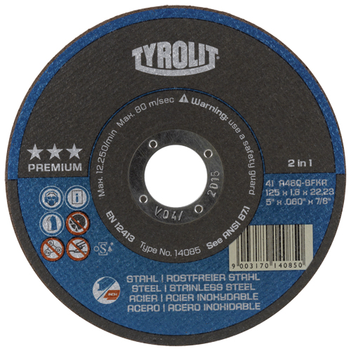 Disque de coupe, 6" x 1/16", Arbre de 7/8", Type 1, Oxyde d'aluminium, 10 200 Tr/min Oxymax Inc