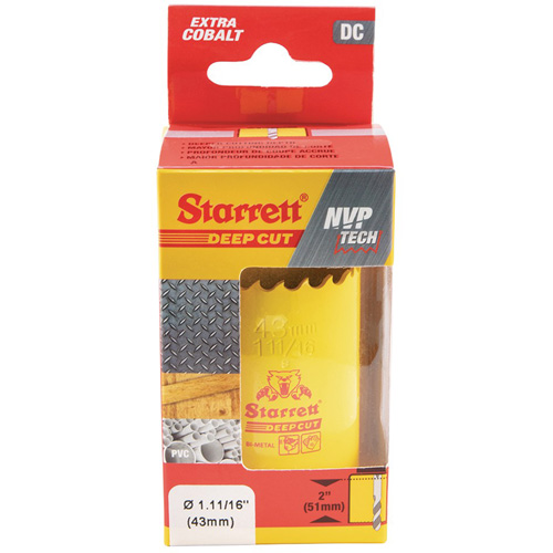 Scie &agrave; cloche bim&eacute;tal 1-11/1, 1-11/16", Profondeur de la coupe 2", Bim&eacute;tal Oxymax Inc