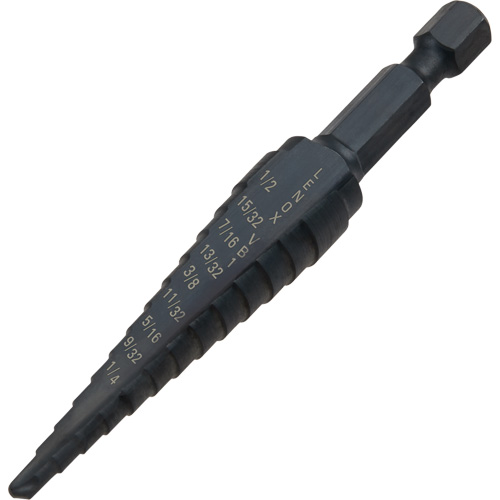 Foret &eacute;tag&eacute; no 1, 1/8" - 1/2", Incr&eacute;ments de 1-3/2", Acier rapide Oxymax Inc