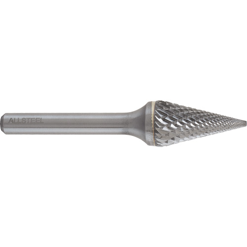 AllSteel Conical Shape Carbide Burr, SM-5, 1/2" Dia., 1/4" Shank, 7/8" Depth of Cut Oxymax Inc
