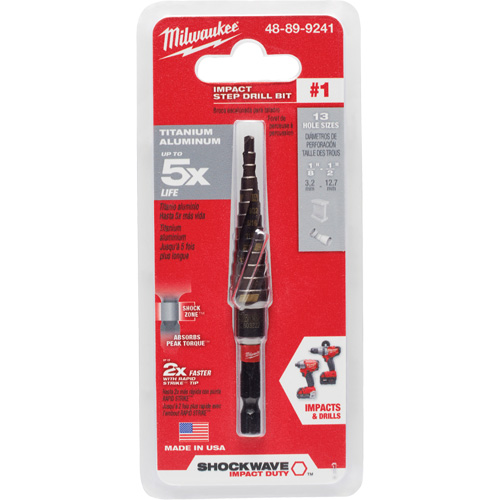 Foret &eacute;tag&eacute; #1 Shockwave Impact Duty, 1/2" - 1-1/8", Incr&eacute;ments de 1/32", Titane Oxymax Inc