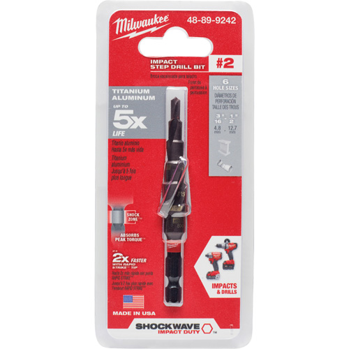 Foret &eacute;tag&eacute; #2 Shockwave Impact Duty, 3/16" - 1/2", Incr&eacute;ments de 1/16", Titane Oxymax Inc