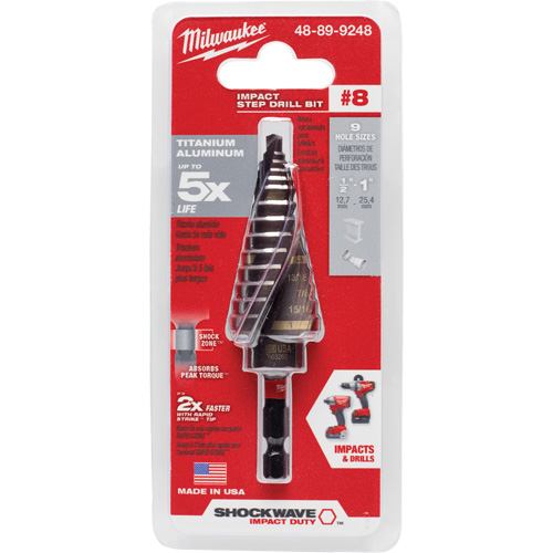 Foret &eacute;tag&eacute; #8 Shockwave Impact Duty, 1/2" - 1", Incr&eacute;ments de 1/16", Titane Oxymax Inc