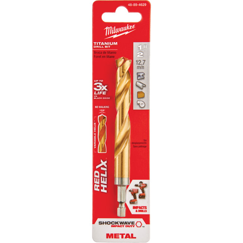 Foret Shockwave, 1/2", Titane, Cannelure 3-21/64, Pointe de 135° Oxymax Inc