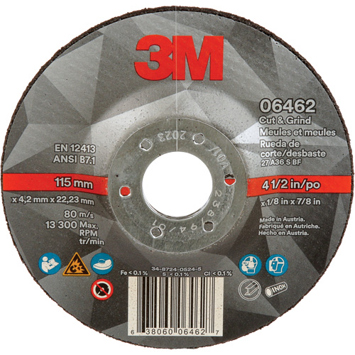 Meule &agrave; tronçonner, 4-1/2" x 1/8", Arbre de 7/8", Type 27, C&eacute;ramique Oxymax Inc