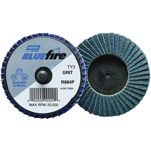 BlueFire&reg; R884P Mini Flap Disc, 2" x Type 27, 40 Grit, Zirconia Alumina Oxymax Inc