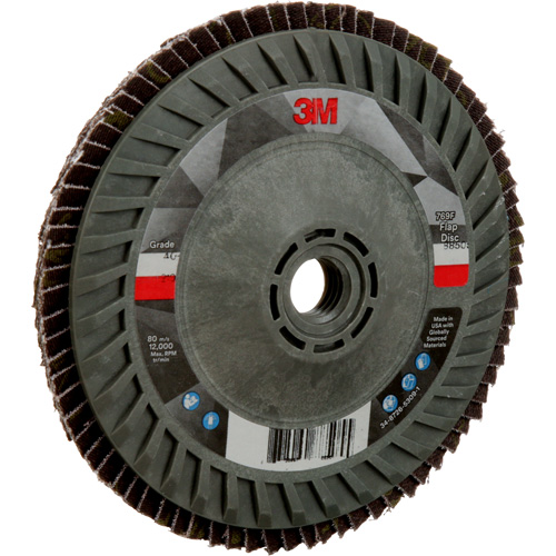 Disque &agrave; lamelles &agrave; changement rapide 769F, 5" x 5/8"-11, Type 27, Grain 40+, C&eacute;ramique Oxymax Inc