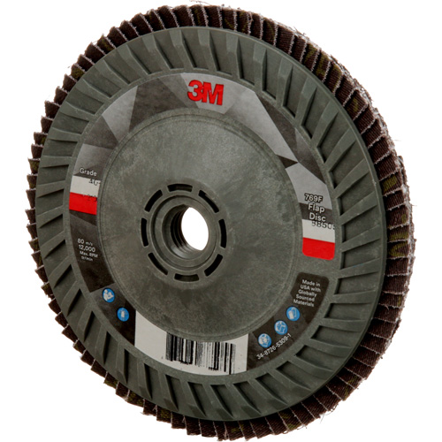 Disque &agrave; lamelles &agrave; changement rapide 769F, 5" x 5/8"-11, Type 27, Grain 40+, C&eacute;ramique Oxymax Inc