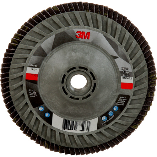 Disque &agrave; lamelles &agrave; changement rapide 769F, 5" x 5/8"-11, Type 27, Grain 80+, C&eacute;ramique Oxymax Inc