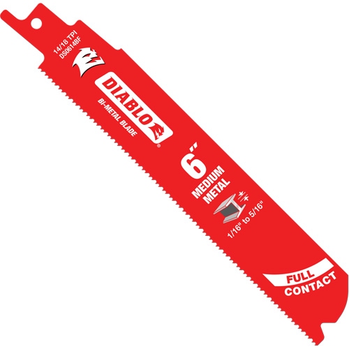 Lame de scie alternative de s&eacute;rie moyenne pour le m&eacute;tal, Bim&eacute;tal, 14-18 Dents par pouce, 6" lo x 1" la Oxymax Inc