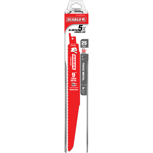 Lame de scie alternative pour la d&eacute;molition et les m&eacute;taux &eacute;pais, Bim&eacute;tal, 8-10 Dents par pouce, 9" lo Oxymax Inc