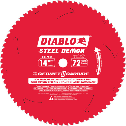 Steel Demon Cermet II Circular Saw Blade, 14", 72 Teeth, Metal Use Oxymax Inc