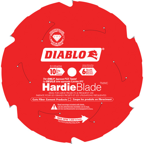 HardieBlade Cutting Saw Blade, 10", 6 Teeth, Fibre Cement Use Oxymax Inc