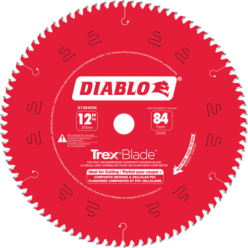 Trex&reg; Blade Cutting Saw Blade, 12", 84 Teeth, Plastic/Composite Decking Use Oxymax Inc