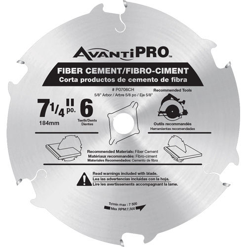 Lame de scie AvantiPro, 7-1/4", 6 dents, Pour B&eacute;ton de fibre Oxymax Inc